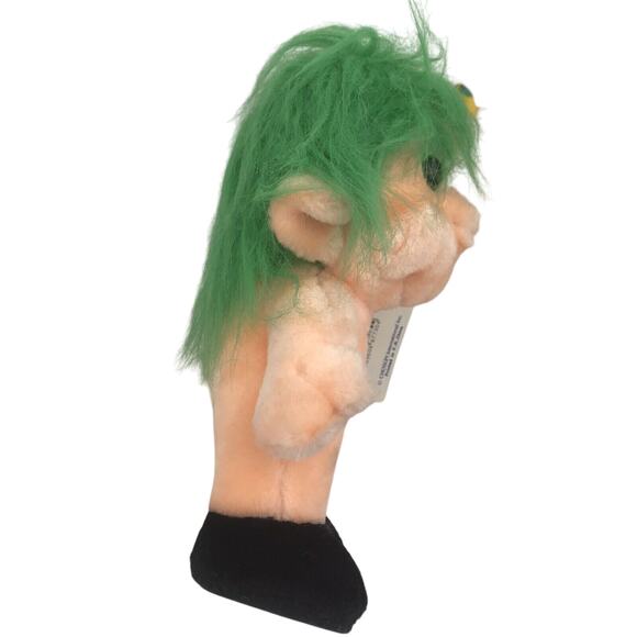 Vintage Trolio Trolls Plush 9.5" Doll 1992 Chosun Green Hair Bow Naked w/ Tag - Picture 6 of 13
